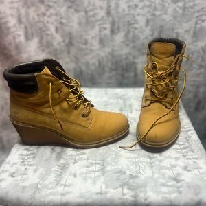 Timberland Wheat Nubuck Wedge Ankle Boots